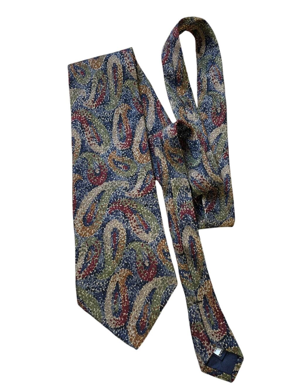 VTG Burberrys Pure Silk Tie Hand Sewn In USA Paisley Abstract